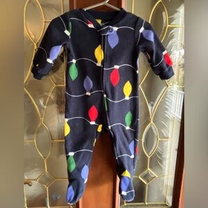 Carters Christmas Lights Holiday Fuzzy Footie Pajamas Unisex Gender Neutral 6M